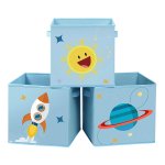 Opbergboxen, Set Van 3, Stoffen Dozen, Speelgoed Organizer, Opvouwbaar, Met 2 Handgrepen, Voor Kinderkamer, Speelkamer, Slaapkamer, 30 X 30 X 30 Cm, Blauw