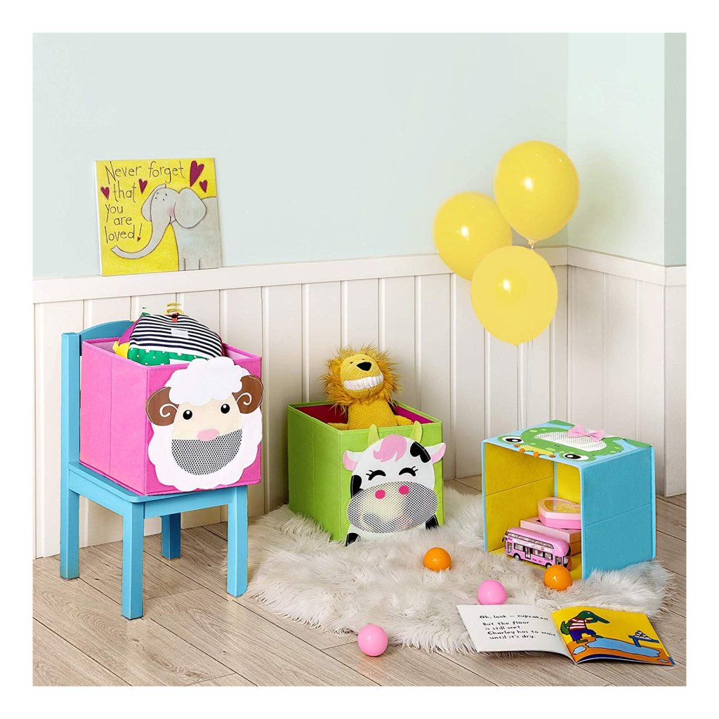 Opbergboxen, set van 3, speelgoed organizer, vouwboxen, kubussen, voor