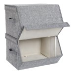 Opbergdozen, Set Van 2 Stuks, Met Magnetisch Klapdeksel, Stapelbare Vouwdozen Met Stoffen Bekleding, Metalen Frame En Zijdelingse Handgrepen, Voor Accessoires, Speelgoed, Kleding