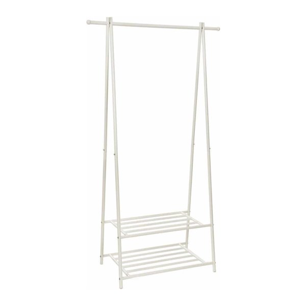 Kledingrek met 2 Planken – Kapstok en Kledingstang – Garderobe van Metaal – Wit