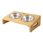 Hondenbak Met Bamboeframe, 2 Bakken Voor Honden En Katten