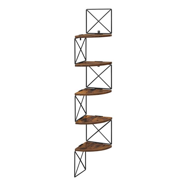 Hoekplank – Boekenkast met Zigzagdesign – 5 Niveaus – Vintage Bruin/Zwart