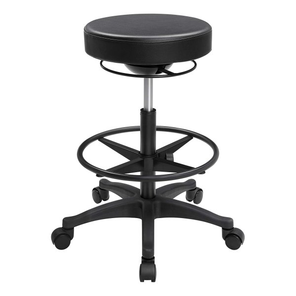 Bureaukruk, Ergonomische Werkkruk, Zitkruk, 360° Draaistoel, İn Hoogte Verstelbaar, 59,5-81 Cm, Verstelbare Voetensteun, Zwart
