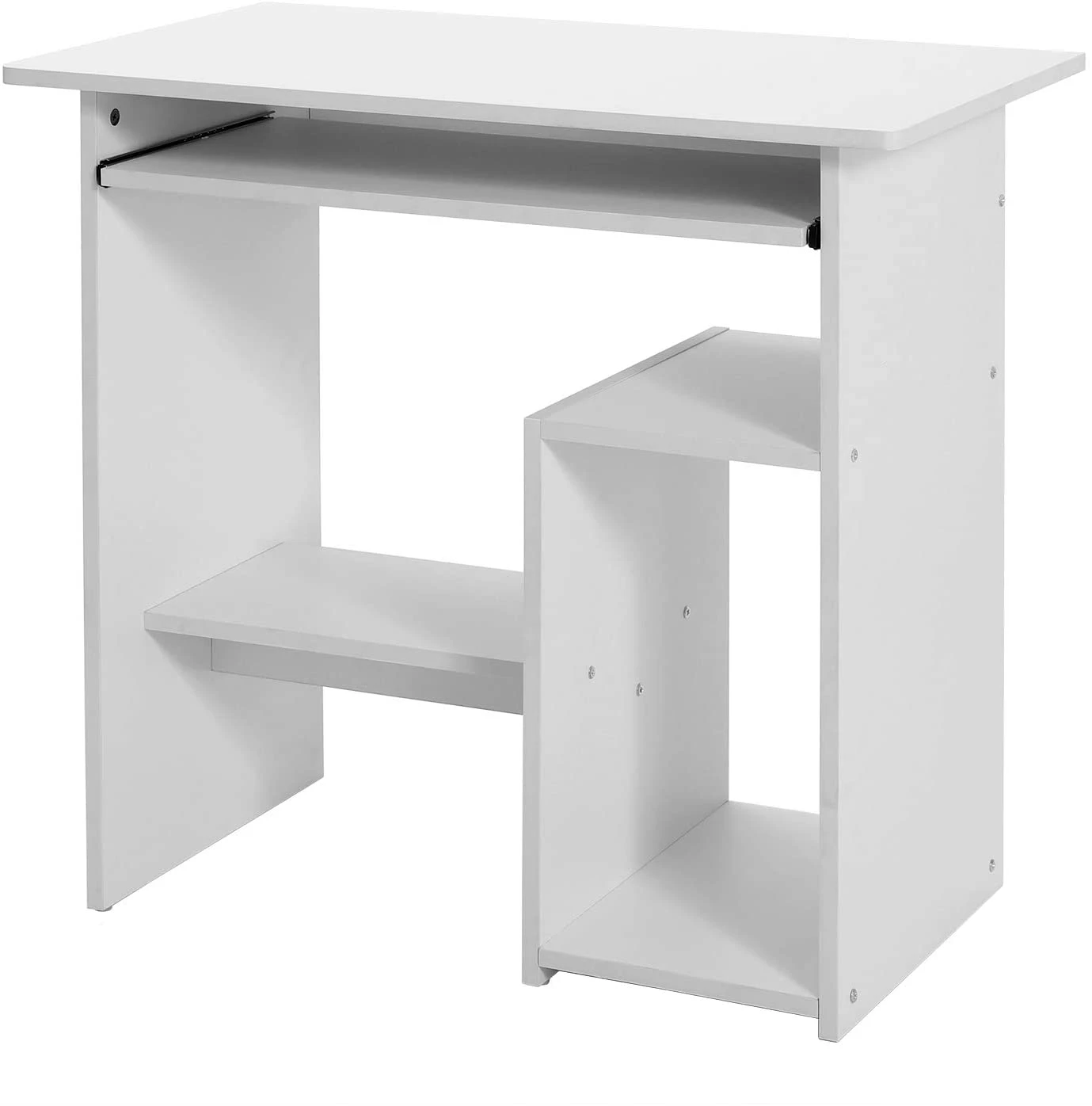 Aziatisch haak Huh bureau, computertafel, met toetsenbordverlenging, PC-tafel,  ruimtebesparend, eenvoudige montage, 80 x 45 x 74 cm (L x B x H), wit  LCD852W - SimpleDeal.nl