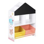 Kinderkamerplank, Speelgoedorganizer, Speelgoedplank Met Schoolbord, Multifunctionele Opbergdozen, Plank, Voor Kinderkamers, Speelkamers, Wit, Zwart, Oranje En Geel