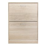 Schoenenkast Schoenkipkist Met 2 Houten Klehouten Spaanplaat, 60 X 24 X 83,5 Cm, Eiken-Look