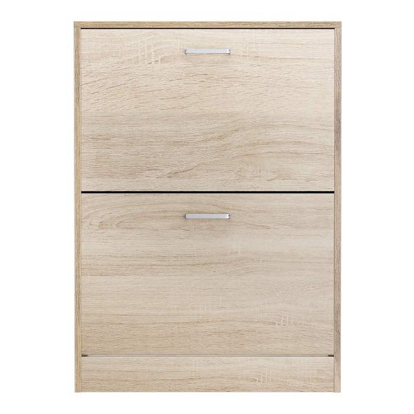 Schoenenkast Schoenkipkist Met 2 Houten Klehouten Spaanplaat, 60 X 24 X 83,5 Cm, Eiken-Look