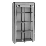 Kledingkast, Stoffen Kast, 2 Kledingstangen, 6 Planken, 88 X 45 X 168 Cm, Voor Slaapkamer, Hal, Kleedkamer, Grijs Met Visgraatpatroon