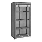 Kledingkast, Stoffen Kast, 2 Kledingstangen, 6 Planken, 88 X 45 X 168 Cm, Voor Slaapkamer, Hal, Kleedkamer, Zwart Met Visgraatpatroon