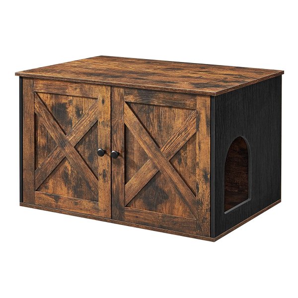 Kattenhuis met Deuren, Kattenbak kast, Vintage Bruin