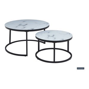 Salontafel 'Boston' Decor Glas Marmer Wit