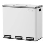 Afvalemmer, 3 X 18 Liter, Pedaalemmer Met 3 Vakken, Afvalemmer, Softclose, Met Voetpedalen, Kunststof Binnenemmers En Handgrepen, Wit