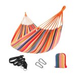 Hangmat Voor 2 Personen, 210 X 150 Cm, Belastbaar Tot 300 Kg, Voor Terras, Balkon, Buiten, Met Transporttas, İnclusief Bevestigingsgordel En Karabijn, Regenboog