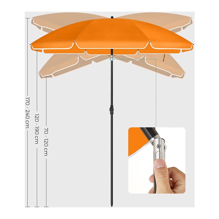 SONGMICS Strandparasol, 200 cm, tuinparasol, UV-bescherming tot UPF 50 , buigbaar, bescherming tegen de zon, draagbaar… - Parasols zonwering