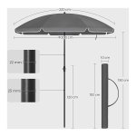 Strandparasol Diameter 200Cm Tuinparasol Upf 50 Uv-Bescherming