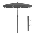 Balkonparasol, Rechthoekige Tuinparasol, 200 X 125 Cm, Uv-Bescherming Tot Upf 50+, Opvouwbaar, Parasol Met Pa-Coating, Voor Tuin, Terras, Zonder Standaard, Grijs