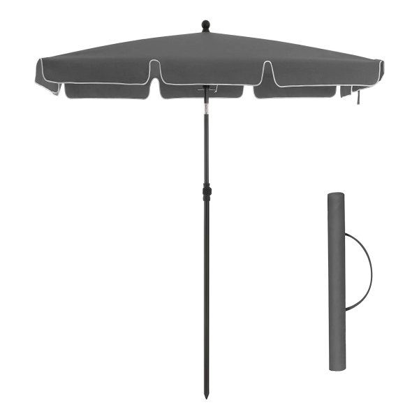 Balkonparasol, Rechthoekige Tuinparasol, 200 X 125 Cm, Uv-Bescherming Tot Upf 50+, Opvouwbaar, Parasol Met Pa-Coating, Voor Tuin, Terras, Zonder Standaard, Grijs