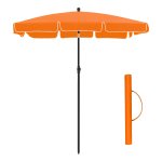 Balkonparasol, Rechthoekige Tuinparasol, 200 X 125 Cm, Uv-Bescherming Tot Upf 50+, Opvouwbaar, Parasol Met Pa-Coating, Voor Tuin, Terras, Zonder Standaard, Oranje