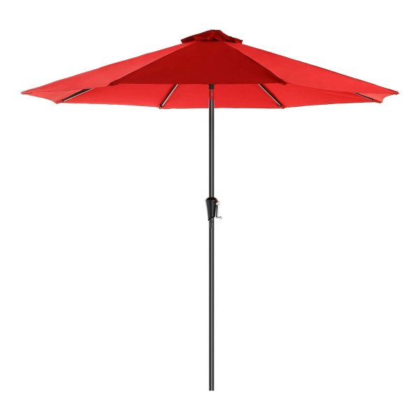 Parasol, Ø 300 Cm, Tuinparasol, Marktparasol, Uv-Bescherming Tot Upf 50+, Terrasparasol, Zonwering, Scharnierend, Met Slinger, Zonder Standaard, Tuin, Balkon, Terras, Rood