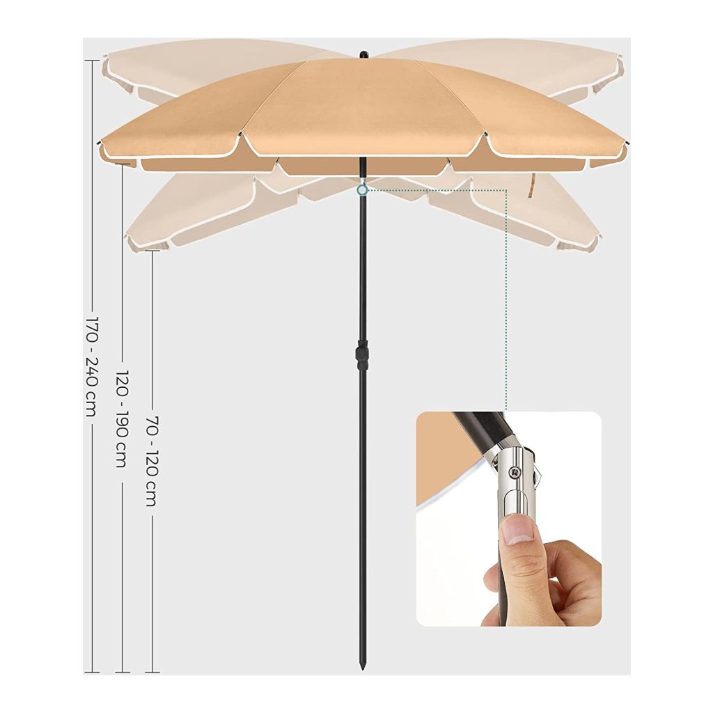 Isotoner Strandparasol, zeer sterk, bescherming tegen wind en uv, upf 50 , Framboos