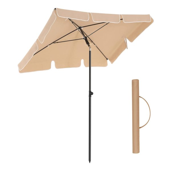 Parasol Voor Balkon, Rechthoekige Tuinparasol, 200 X 125 Cm, Uv-Bescherming Tot Upf 50+, Opvouwbaar, Parasolstof Met Pa-Coating, Voor Tuin, Terras, Zonder Standaard, Taupe