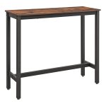 Bartafel Smal, Keukentafel, Aanrecht, Rechthoekige Bartafel, Stevig Metalen Frame, 120 X 40 X 100 Cm, Eenvoudige Constructie, Ä°ndustrieel Ontwerp, Vintage, Donkerbruin