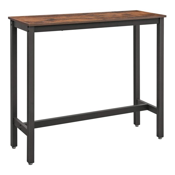 Bartafel Smal, Keukentafel, Aanrecht, Rechthoekige Bartafel, Stevig Metalen Frame, 120 X 40 X 100 Cm, Eenvoudige Constructie, Ä°ndustrieel Ontwerp, Vintage, Donkerbruin