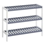 Bamboo Shoe Rack 3 Tier Storage Shelf Hold Tot 12 Pairs Of Shoes, Ä°deaal Voor Hal, Badkamer, Woonkamer En Gang, Wit En Grijs