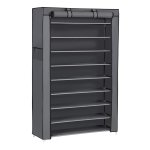 Schoenenrek Met 10 Niveaus, Met Stofdichte Bekleding, Schoenenkast, Schoenenopberger, Schoenenorganizer, Voor Maximaal 40 Paar Schoenen, Voor Woonkamer, Hal, 88 X 28 X 160 Cm, Grijs
