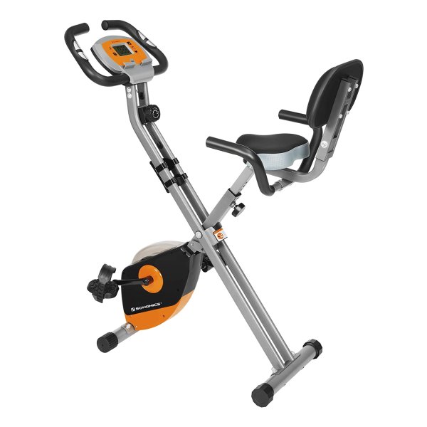 Hometrainer, Thuisfitnessfiets, Vouwen Met Rugleuning, Polssensor, 8 Magnetische Weerstandsniveaus, Max. 100 Kg