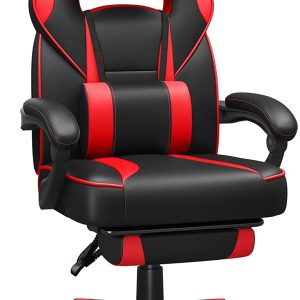 SONGMICS Gamingstoel – Bureaustoel – Gamestoel – Gaming chair – Gaming stoel met voetensteun - Zwart/rood
