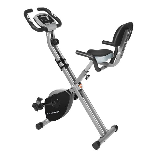 Hometrainer, Thuisfitnessfiets, Vouwen Met Rugleuning, Polssensor, 8 Magnetische Weerstandsniveaus, Max. 100 Kg