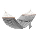 Hangmat, Outdoor, Met 2 Houten Stangen, Met 2 Kussens, Tot 300 Kg Belastbaar, 210 X 150 Cm, Grijs