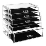 Makeup Organiser, 2 Stackable Storage Boxes For Jewellery And Cosmetics, With 5 Drawers, Plastic, Valentine'S Day Gift For Her, Transparent