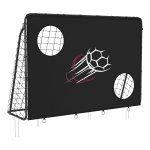 Voetbaldoel Voor Kinderen, Met Doelwand, Snelle Montage, Tuin, Park, Strand, Metalen Buizen En Pe Net, Zwart