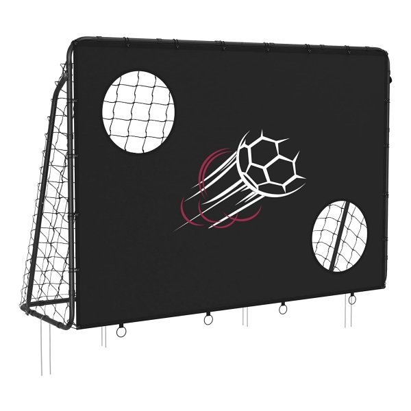 Voetbaldoel Voor Kinderen, Met Doelwand, Snelle Montage, Tuin, Park, Strand, Metalen Buizen En Pe Net, Zwart