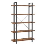 Boekenkast – Staand Rek met 5 Niveaus – Industrieel Design – Vintage Bruin/Zwart