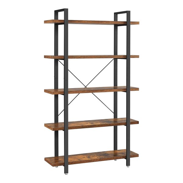 Boekenkast – Staand Rek met 5 Niveaus – Industrieel Design – Vintage Bruin/Zwart