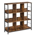 Rek Met 3 Niveaus, Boekenkast, Staand Rek Met 9 Vakken, Voor Woonkamer, Slaapkamer, Werkkamer, Keuken, 100 X 30 X 103,1 Cm, Vintage Bruin-Zwart