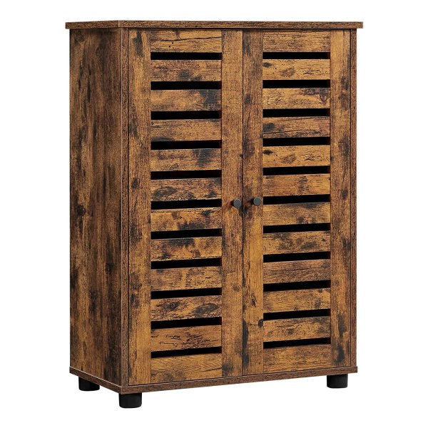Badkamermeubel, Badkamerkast, Opbergkast Met Lamellendeuren, 2 İn Hoogte Verstelbare Planken, Voor Badkamer, Woonkamer, Slaapkamer, Hal, Vintage Bruin