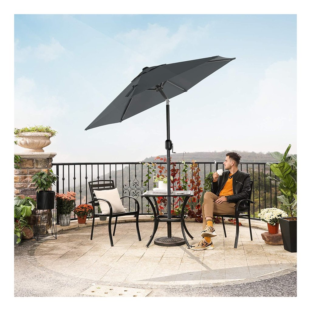 SONGMICS Parasol 200 x 150 cm, rechthoekige balkonparasol, zonwering UPF 50 , aan beide zijden 30° buigbaar, voor tuin, terras, zonder voet, beige GPU048M01