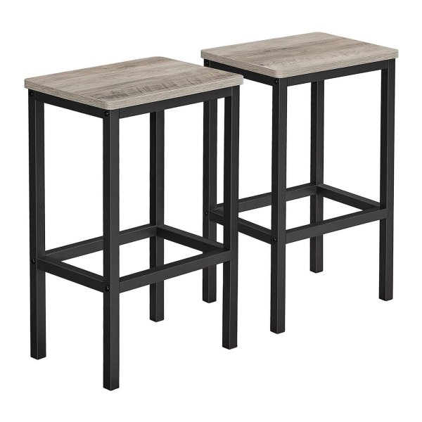 Barkruk, 2-Delige Set, Barstoelen, Keukenstoelen, Voor Keuken, Woonkamer, Eetkamer, İndustrieel Design, Grijpzwart