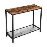 Console, Bijzettafel, Gangtafel Met Rooster, Consoletafel, 100 X 35 X 80 Cm, Woonkamer, Entree, İndustrieel Ontwerp, Vintage Bruin-Zwart