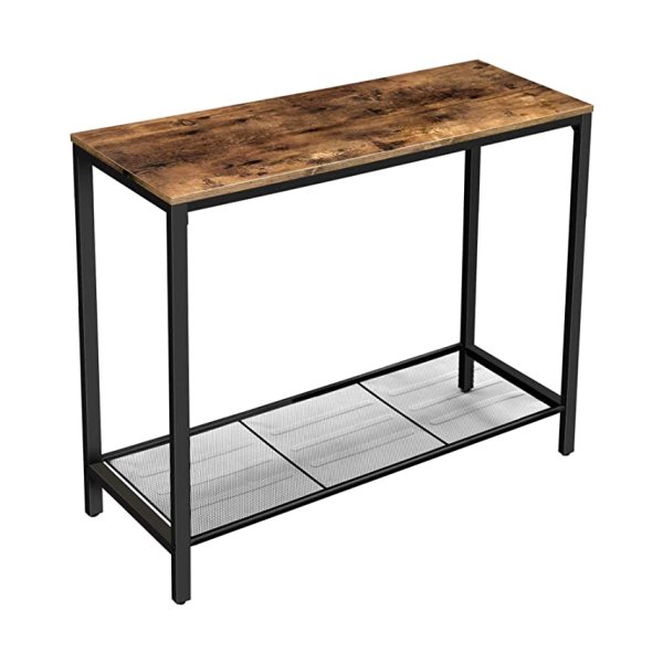 Console, Bijzettafel, Gangtafel Met Rooster, Consoletafel, 100 X 35 X 80 Cm, Woonkamer, Entree, İndustrieel Ontwerp, Vintage Bruin-Zwart