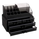 Make-Up-Bewaardoos Met 4 Schuifladen, Acryl, Half Transparant, Zwart