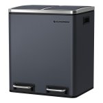 Keukenafvalbak, 2 X 15 L, Afvalscheidingssysteem, Metalen Afvalbak, Pedaalemmer Met Binnenbakken En Handgrepen, Afvalscheiding, Soft Close, Luchtdicht, Antraciet