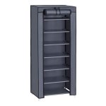 Schoenenrek, Schoenenkast, 7 Niveaus, Met Stoffen Bekleding, Ruim, Stoffen Kast, Schoenenopslag, 46 X 28 X 126 Cm (L X B X H), Grijs