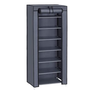 Schoenenrek, Schoenenkast, 7 Niveaus, Met Stoffen Bekleding, Ruim, Stoffen Kast, Schoenenopslag, 46 X 28 X 126 Cm (L X B X H), Grijs