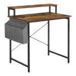 Bureau, Computertafel Met Monitorstandaard, Opbergtas, Verstelbare Poten, İndustrieel Design, 80 X 55 X 90 Cm, Voor Thuiskantoor, Vintage Bruin-Zwart
