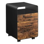 Rolcontainer Met Laden, Archiefkast, Kantoorkast Met Wielen, Open Vak, Voorgemonteerd, Met Hangmap, İndustrieel Design, Van Staal, Voor Documenten, Vintage Bruin-Zwart
